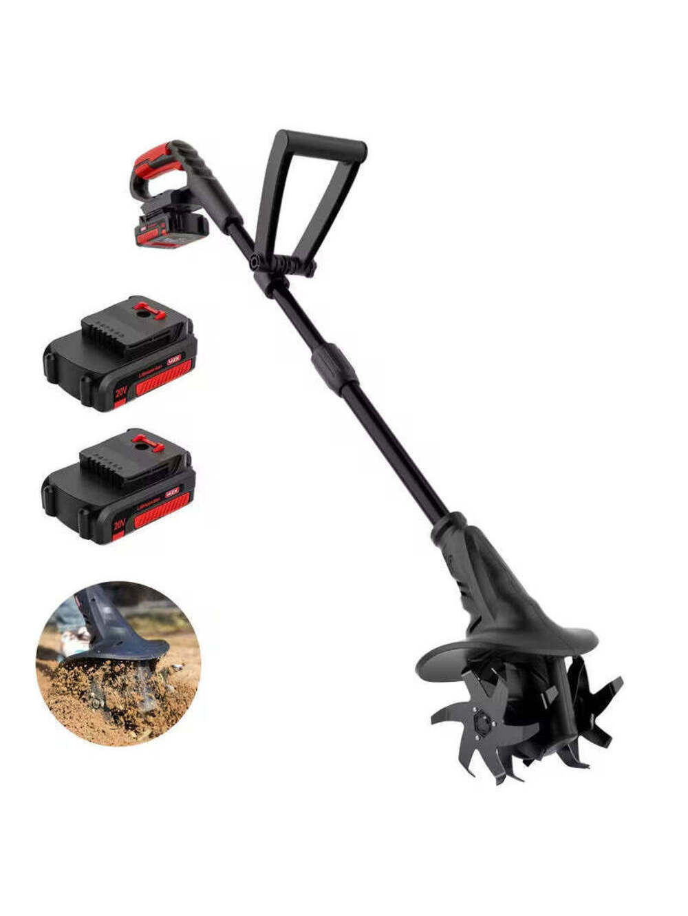 20V Cordless Tiller Cultivator with Steel Tines
